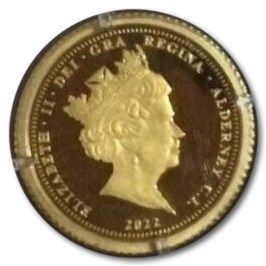 Alderney 5 Pounds - Elizabeth II RNLI; Roy Barker I and Queen; Gold Proof obverse