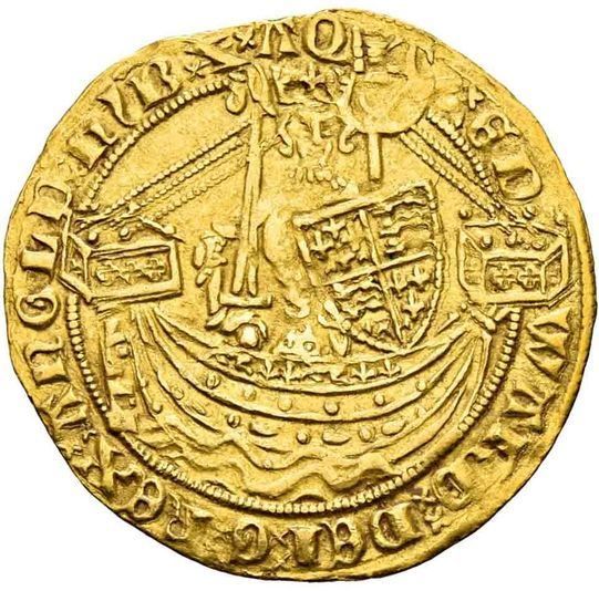 ½ Noble - Edward III Treaty period; London obverse