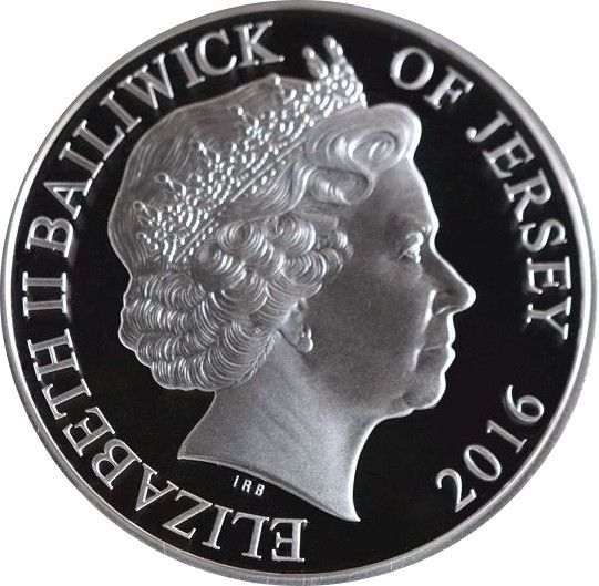 Jersey 5 Pounds - Elizabeth II Remembrance Day 2016; Silver Proof obverse