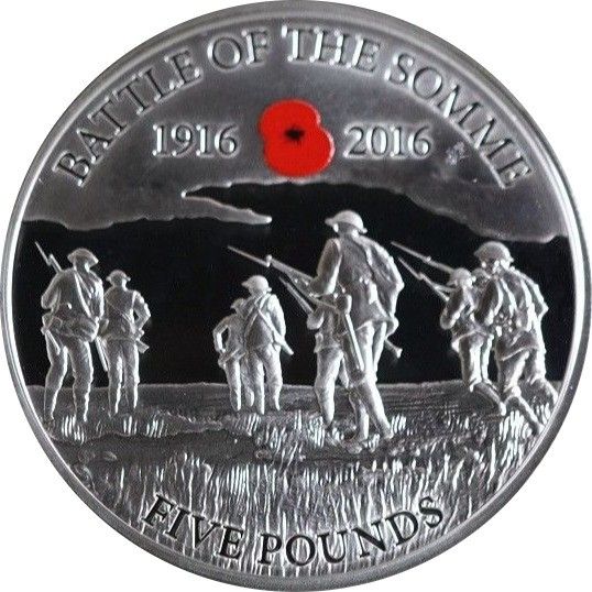 Guernsey 5 Pounds - Elizabeth II Battle of the Somme; Silver Proof