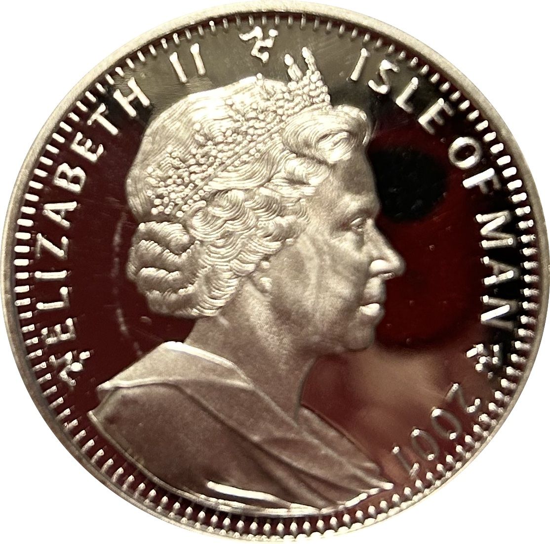 Isle of Man 1 Crown - Elizabeth II Somali Cat; Silver obverse