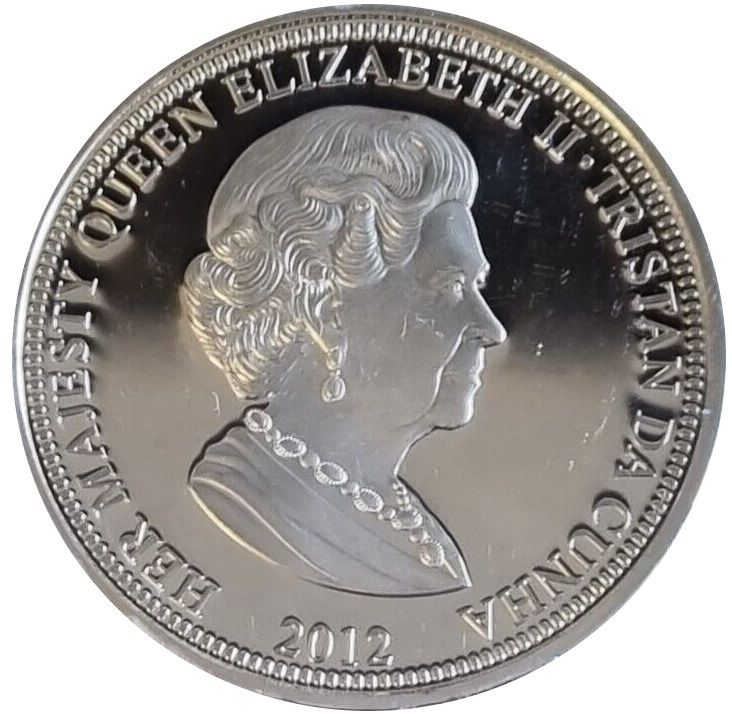 Tristan da Cunha 50 Pence - Elizabeth II Diamond Jubilee - with crown; colored obverse