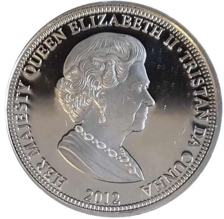 Tristan da Cunha 50 Pence - Elizabeth II Diamond Jubilee - BW photo, looking left obverse