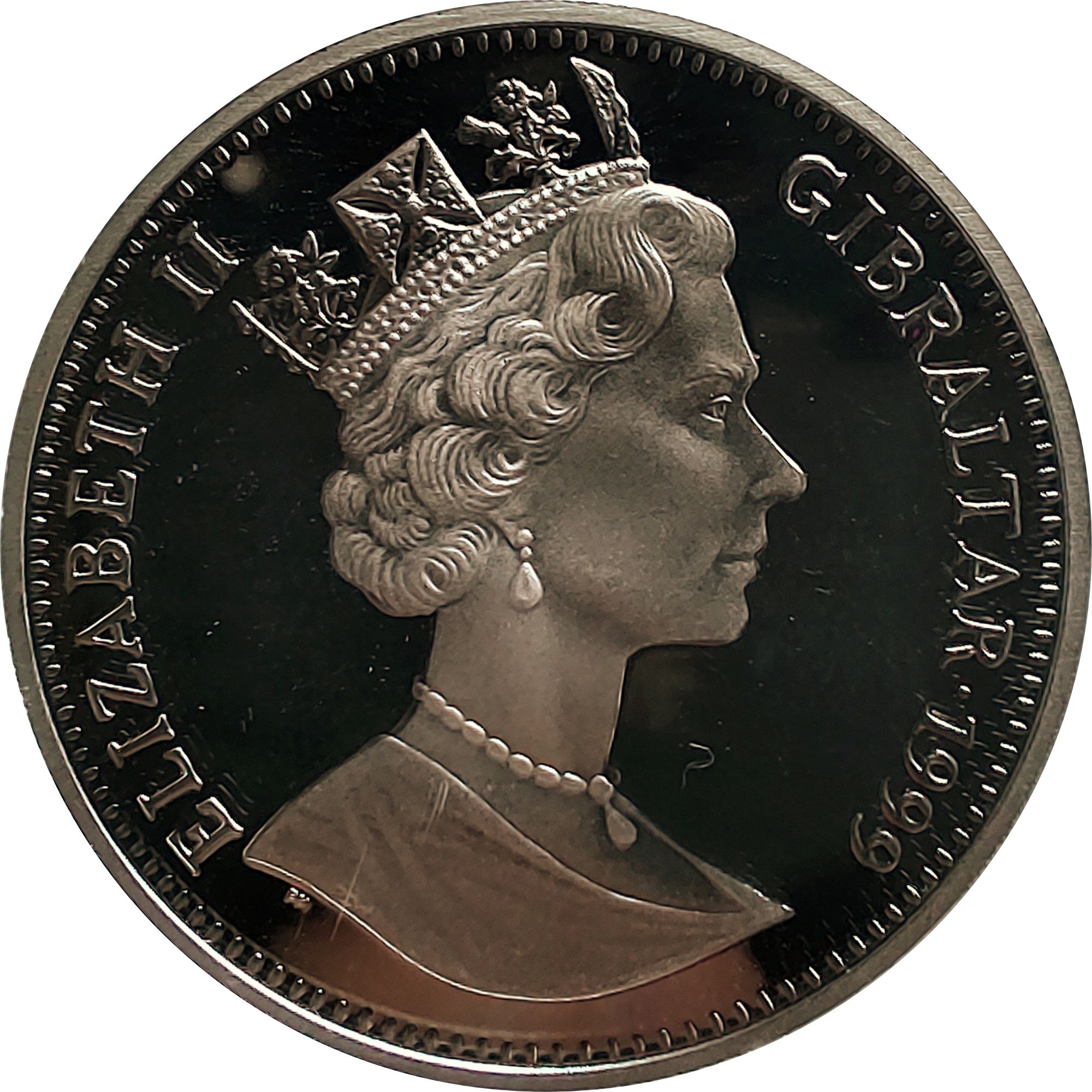 Gibraltar 1 Crown - Elizabeth II Royal Wedding; Silver obverse