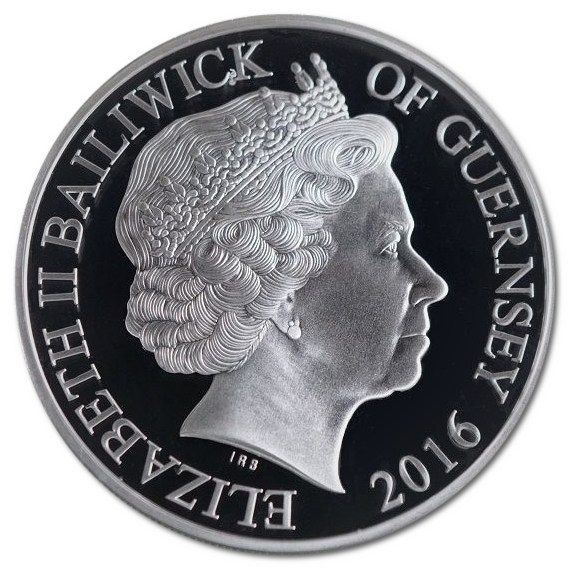 Guernsey 5 Pounds - Elizabeth II Battle of the Hastings, Silver Proof obverse