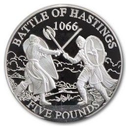 Guernsey 5 Pounds - Elizabeth II Battle of the Hastings, Silver Proof