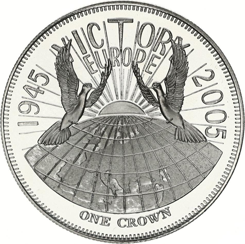 Gough Island 1 Crown - Elizabeth II Victory in Europe; Silver