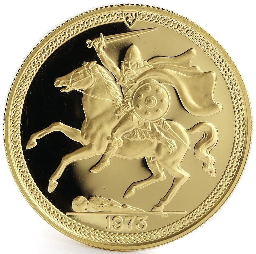 Isle of Man 1 Pound - Elizabeth II Viking Warrior reverse