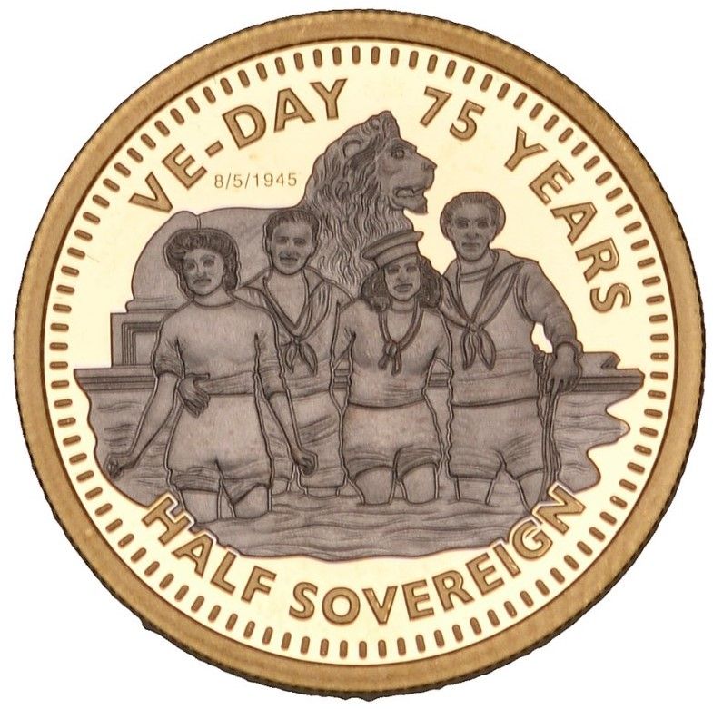 Alderney ½ Sovereign - Elizabeth II VE Day