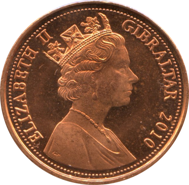 Gibraltar 1 Penny - Elizabeth II Barbary Partridge; bigger bust obverse