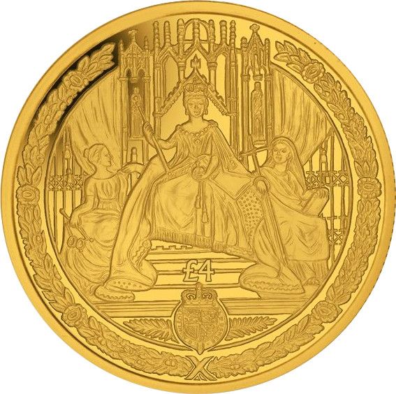 South Georgia and the South Sandwich Islands 4 Pounds - Elizabeth II Queen Victoria on Throne