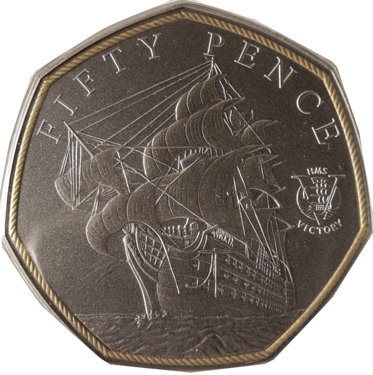 Jersey 50 Pence - Elizabeth II HMS Victory, at full sail