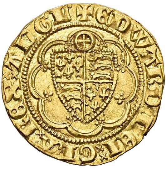 ¼ Noble - Edward III Treaty period; Calais obverse