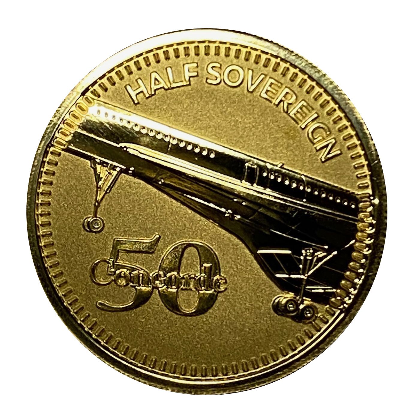Gibraltar ½ Sovereign - Elizabeth II Concorde 50th Anniversary reverse