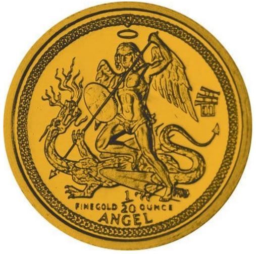 Isle of Man 1/20 Angel - Elizabeth II Archangel Michael facing left reverse