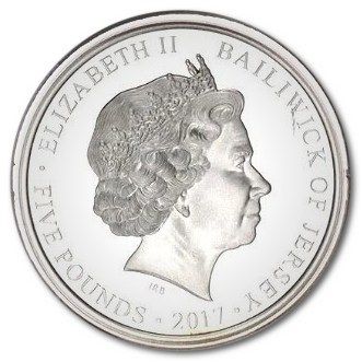 Jersey 5 Pounds - Elizabeth II Remembrance Day 2017; Silver Proof obverse