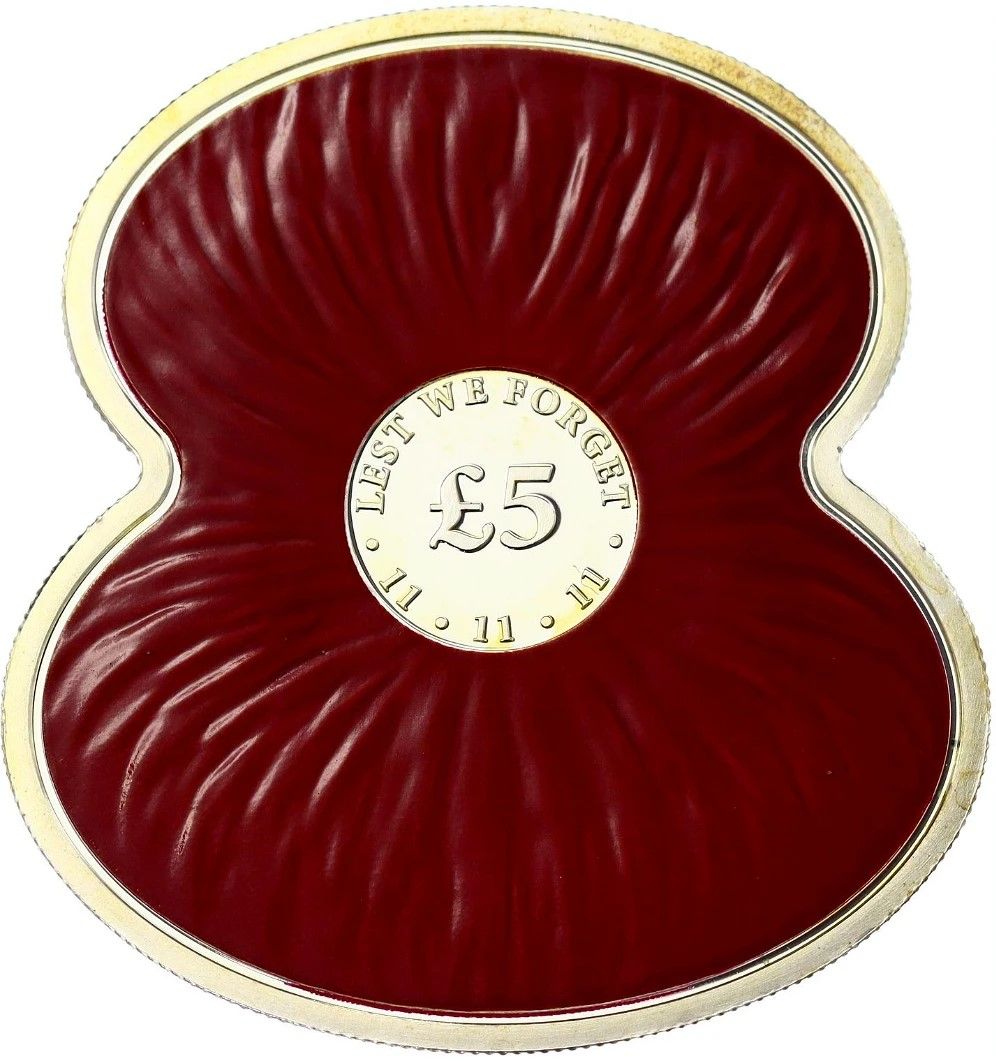 Jersey 5 Pounds - Elizabeth II Remembrance Day 2012; Poppy Shape