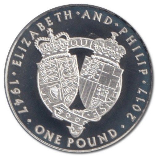 Alderney 1 Pound - Elizabeth II Platinum Wedding; Silver Proof