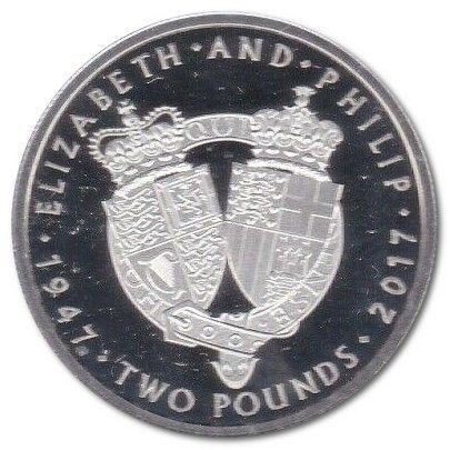 Alderney 2 Pounds - Elizabeth II Platinum Wedding; Silver Proof reverse
