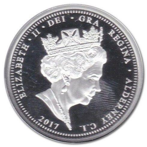 Alderney 5 Pounds - Elizabeth II Platinum Wedding; Silver Proof obverse