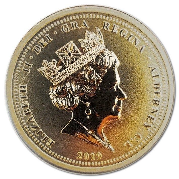 Alderney 5 Pounds - Elizabeth II Puffin; Gold Bullion obverse