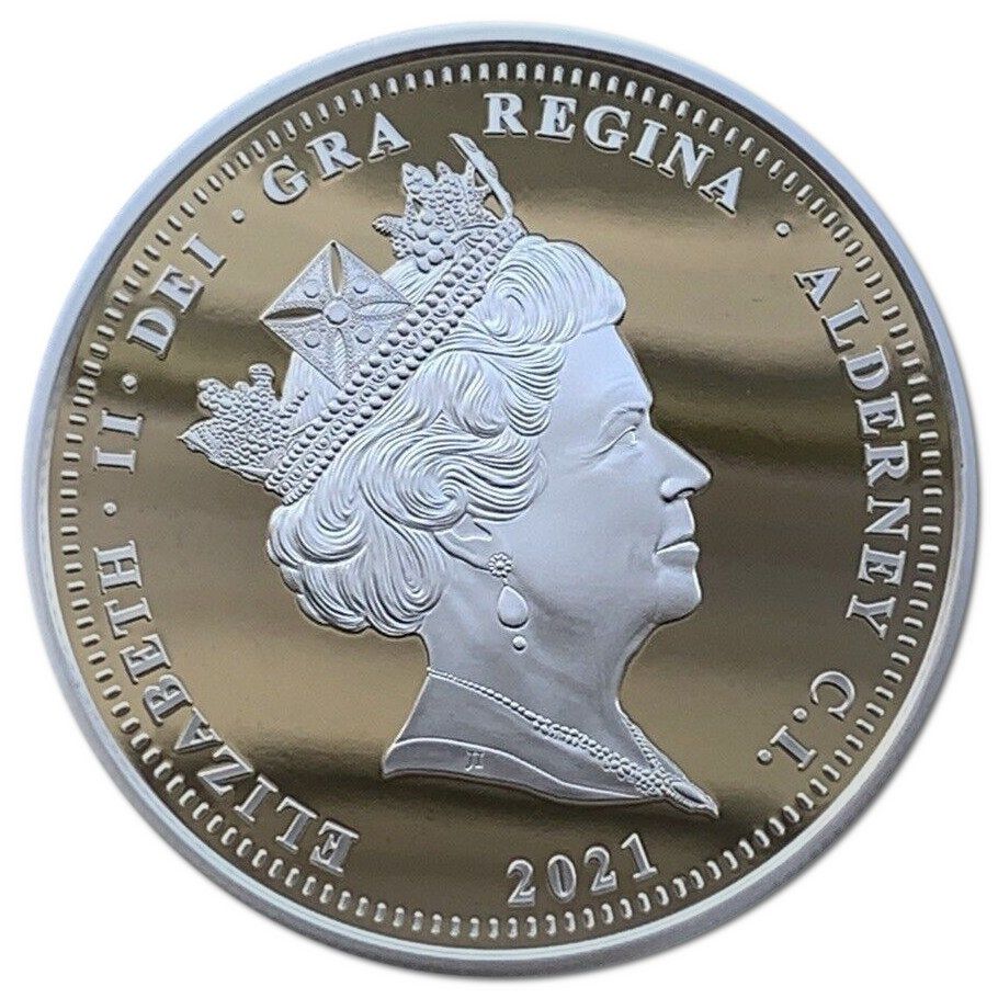 Alderney 5 Pounds - Elizabeth II 95th Birthday; Silver Proof obverse