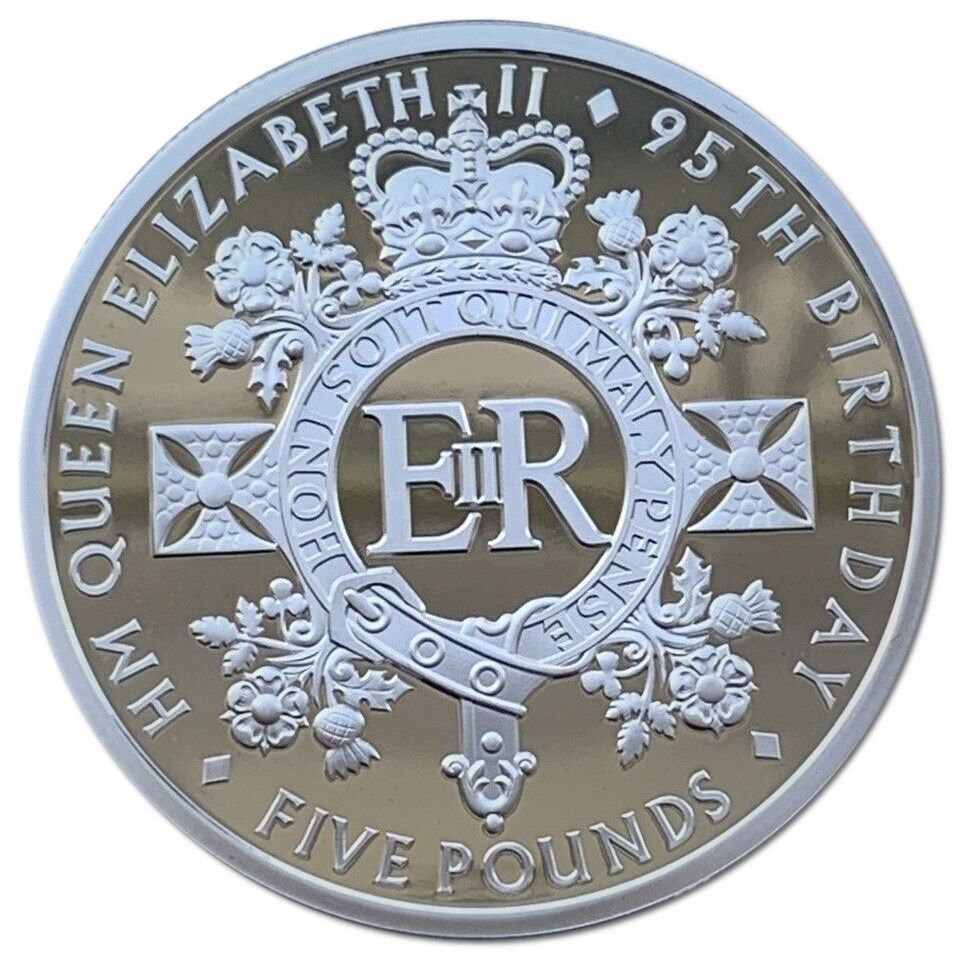Alderney 5 Pounds - Elizabeth II 95th Birthday; Silver Proof