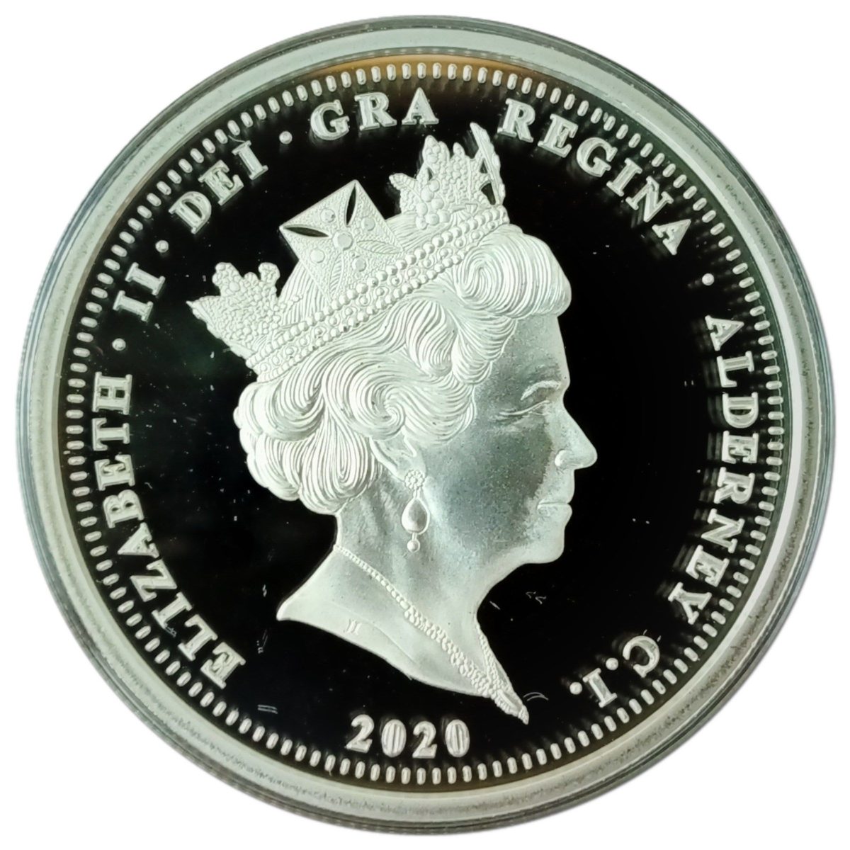Alderney 5 Pounds - Elizabeth II Dunkirk Evacuation; Silver Proof obverse