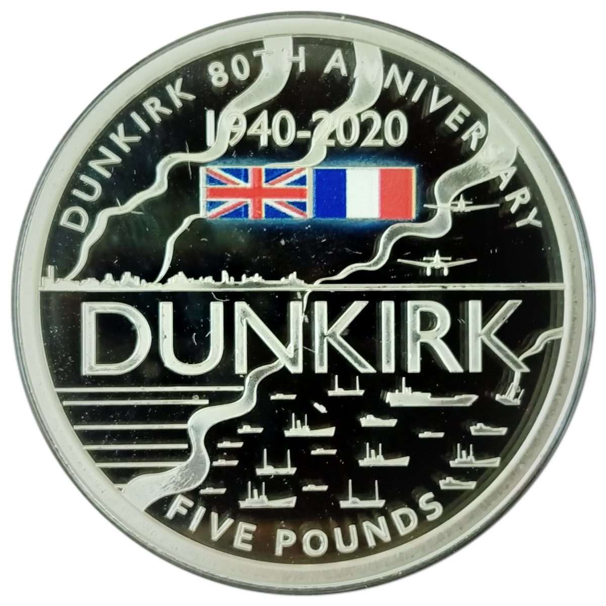 Alderney 5 Pounds - Elizabeth II Dunkirk Evacuation; Silver Proof