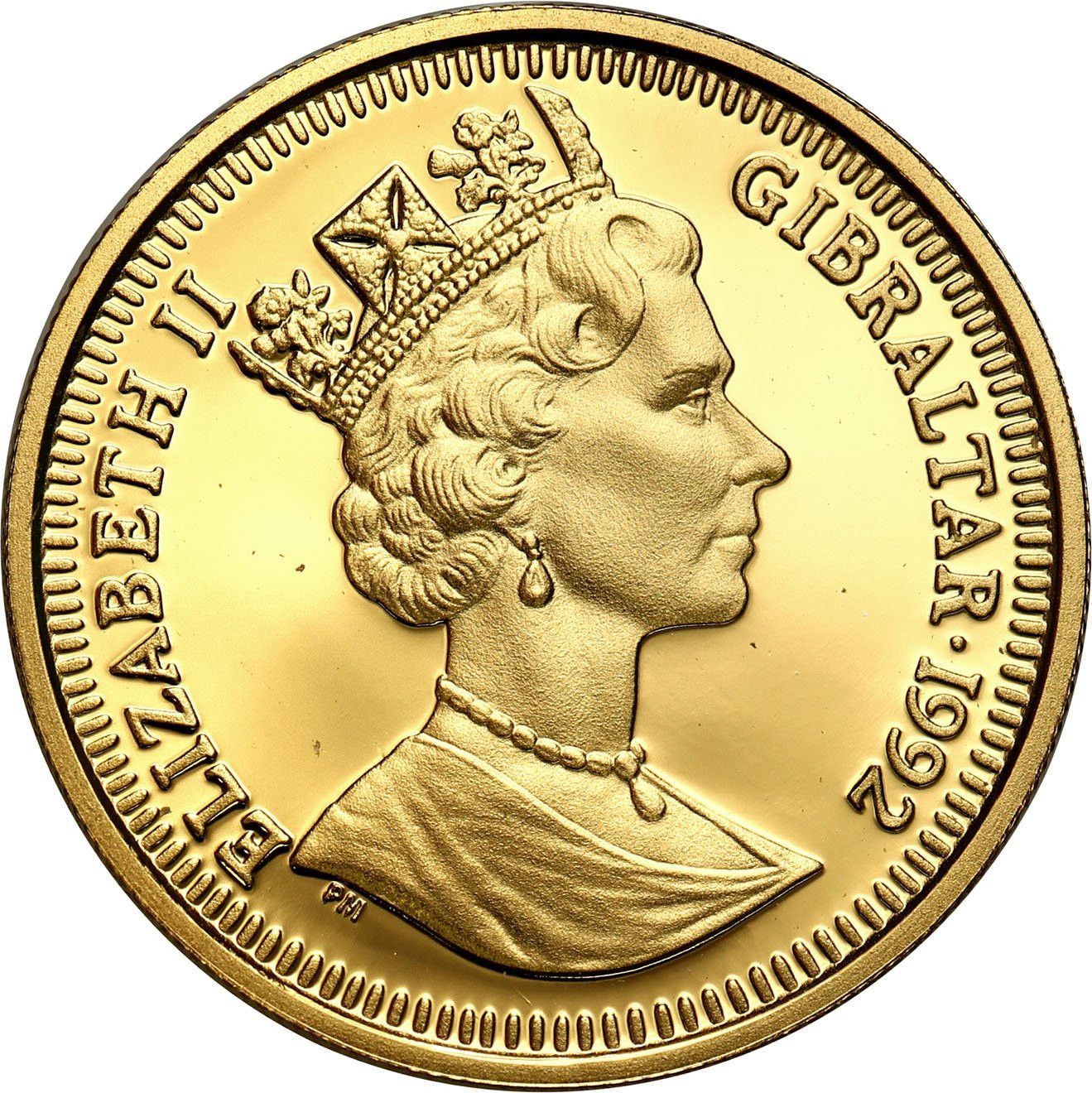 Gibraltar ⅕ Crown - Elizabeth II Gibraltar City Charter; Gold Proof obverse