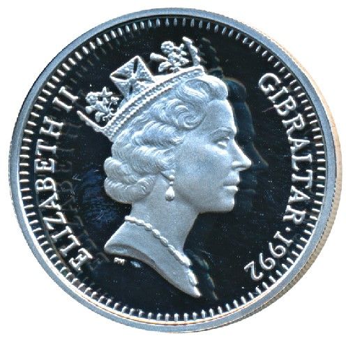 Gibraltar 2 Pounds - Elizabeth II Christopher Columbus; Silver Proof obverse