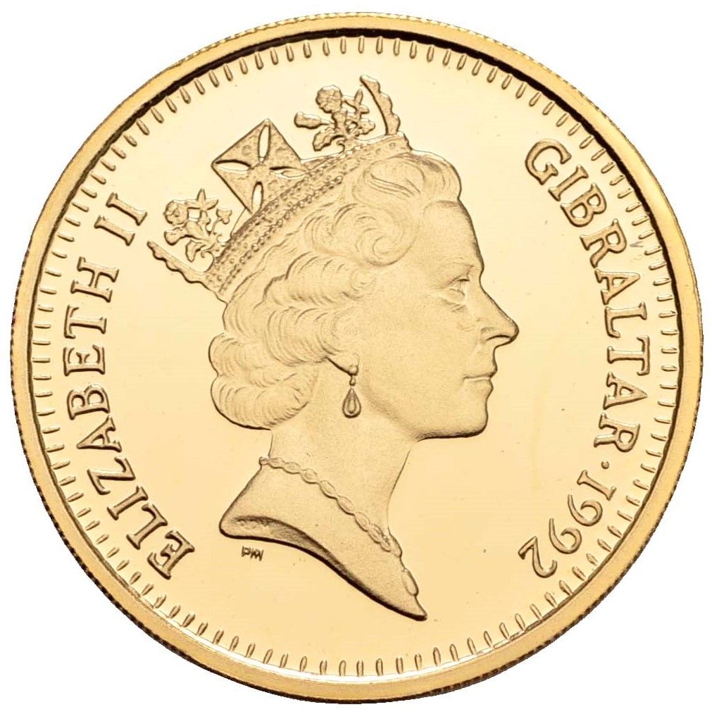 Gibraltar 2 Pounds - Elizabeth II Christopher Columbus; Gold Proof obverse