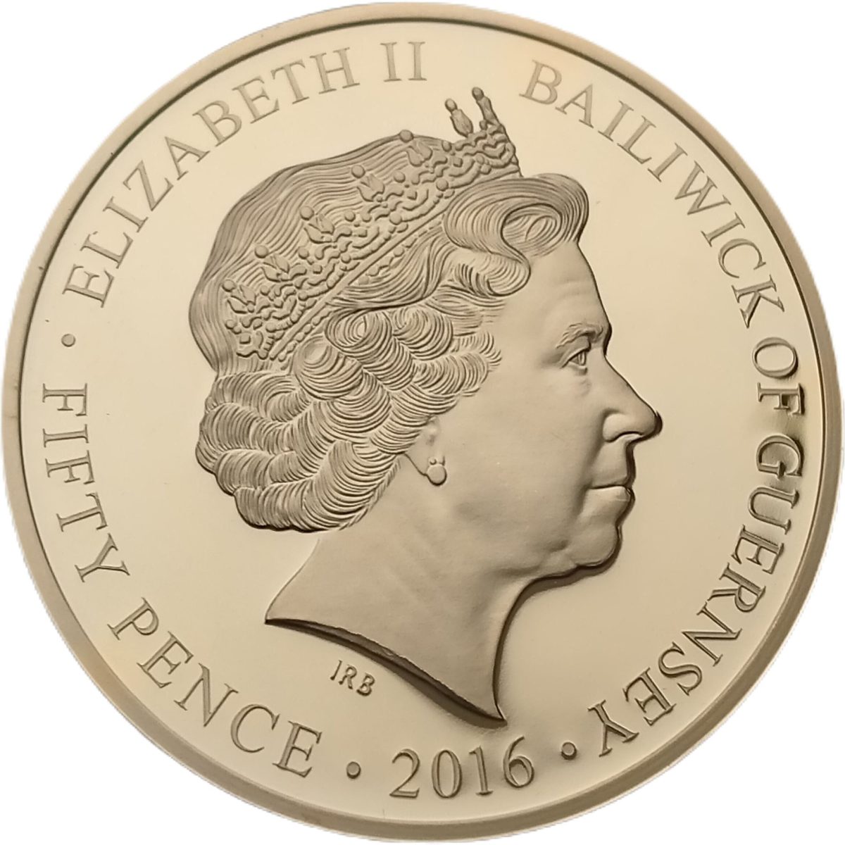 Guernsey 50 Pence - Elizabeth II Tanks - M4 Sherman Firefly obverse