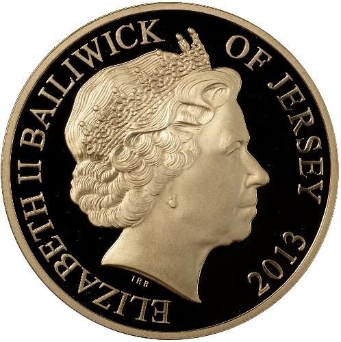 Jersey 5 Pounds - Elizabeth II Coronation Jubilee; Gold Proof obverse