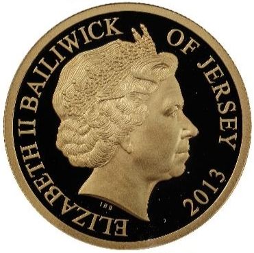 Jersey 2 Pounds - Elizabeth II Coronation Jubilee; Gold Proof obverse