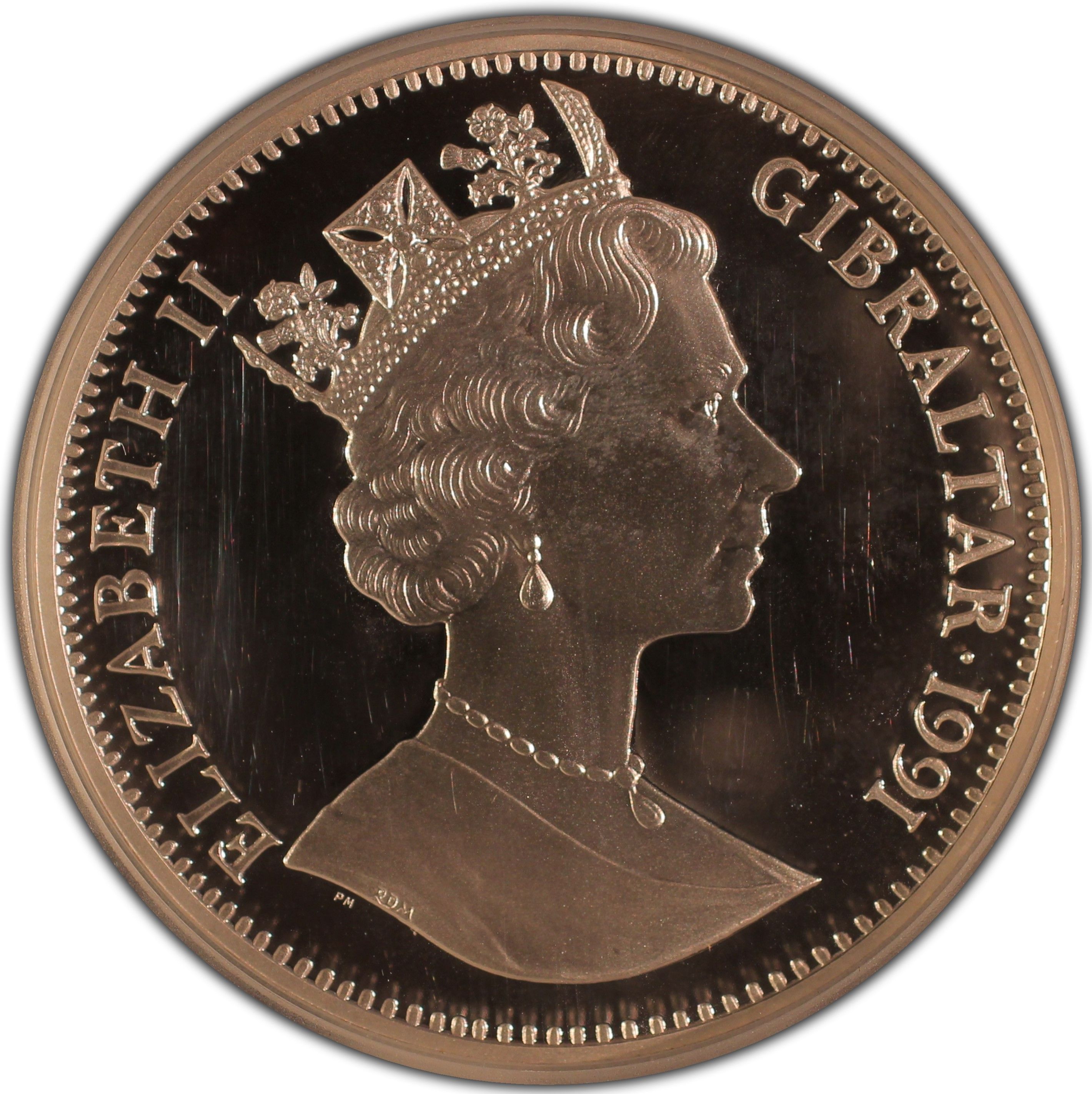 Gibraltar 10 Crowns - Elizabeth II Runners; Silver Proof obverse