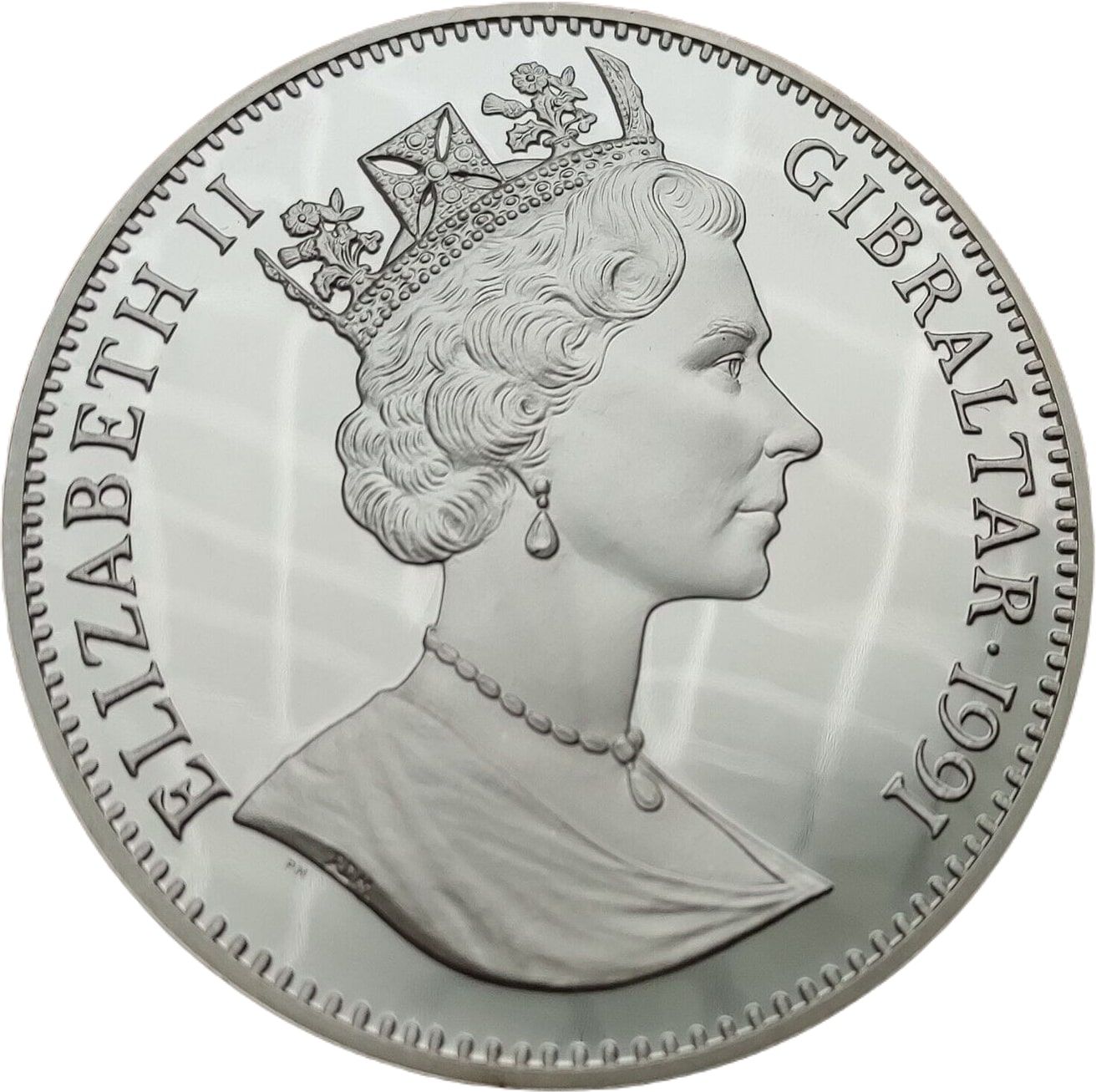 Gibraltar 5 Crowns - Elizabeth II Discus Thrower obverse