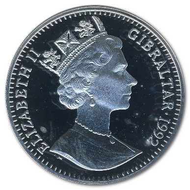 Gibraltar 1 Crown - Elizabeth II Cocker Spaniel; Silver Proof obverse
