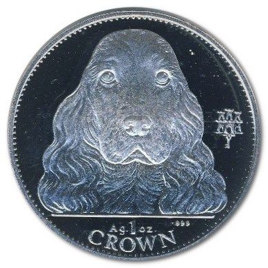 Gibraltar 1 Crown - Elizabeth II Cocker Spaniel; Silver Proof reverse