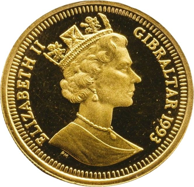 Gibraltar ⅕ Royal - Elizabeth II Long-haired Dachshund obverse