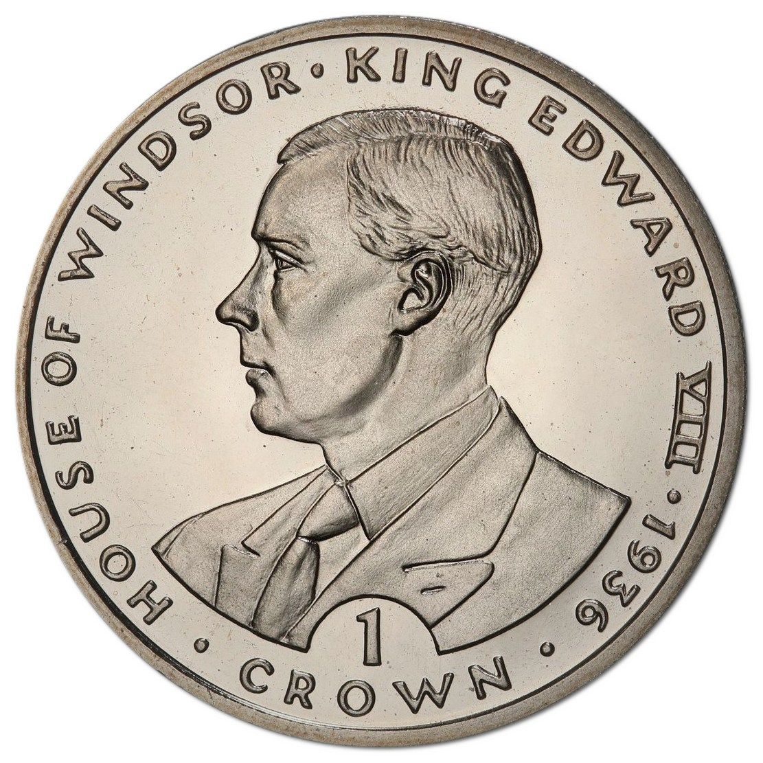 Gibraltar 1 Crown - Elizabeth II King Edward VIII; Silver Proof reverse