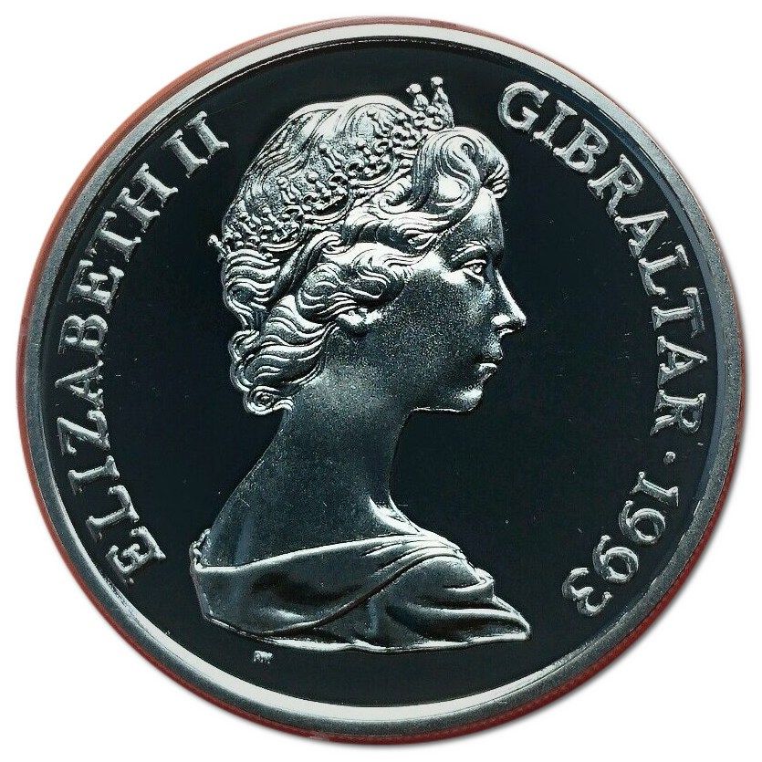 Gibraltar 1 Crown - Elizabeth II King George VI; Silver Proof obverse