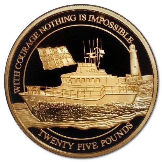 Alderney 25 Pounds - Elizabeth II RNLI - Roy Barker I; Gold Proof