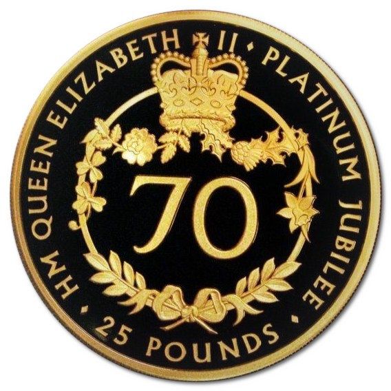 Alderney 25 Pounds - Elizabeth II Platinum Jubilee; Gold Proof