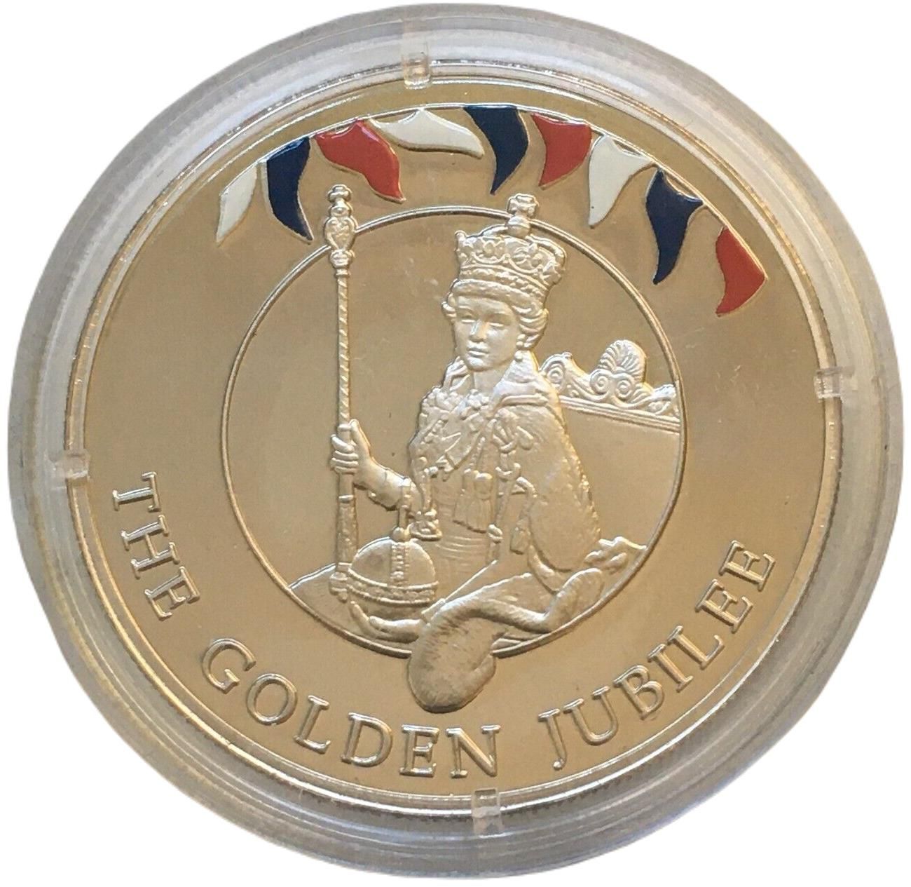 Falkland Islands 50 Pence - Elizabeth II Coronation; silver; colored reverse