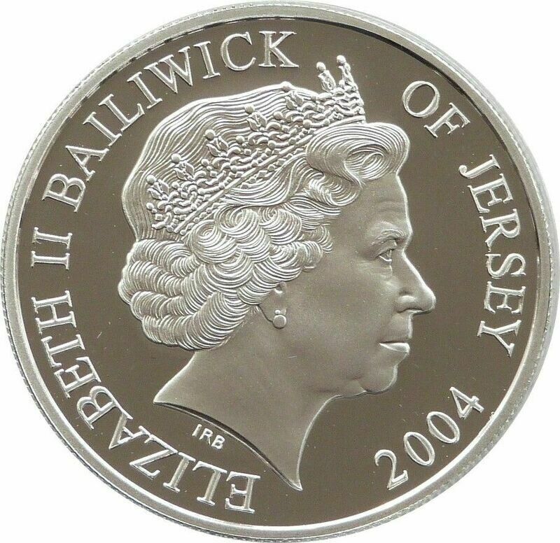 Jersey 5 Pounds - Elizabeth II Flying Scotsman; Silver Proof obverse