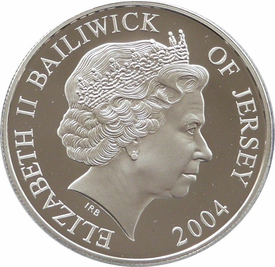 Jersey 5 Pounds - Elizabeth II Train Tunnel; Silver Proof obverse