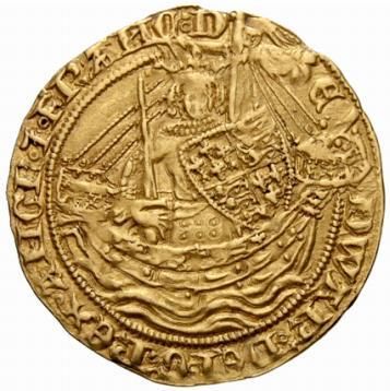 ½ Noble - Edward III Post-Treaty period; London obverse