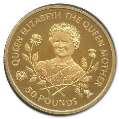 Guernsey 50 Pounds - Elizabeth II The Queen Mother reverse