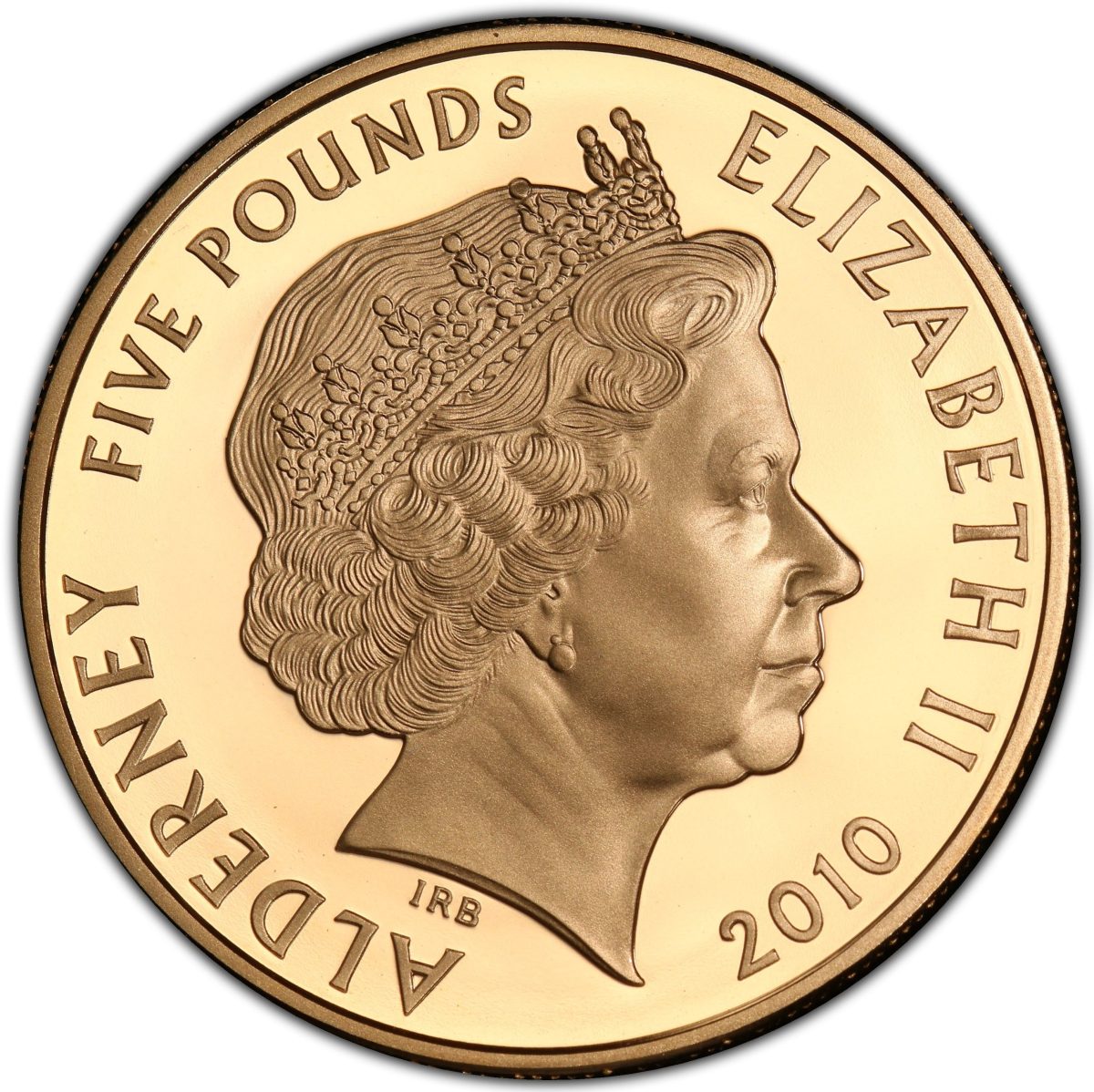 Alderney 5 Pounds - Elizabeth II John Lennon; Gold Proof obverse